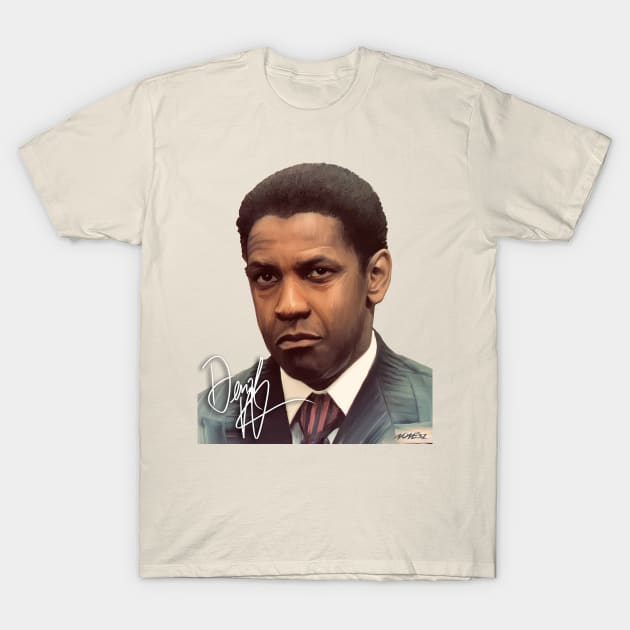 Denzel Washington Signed Portrait T-Shirt by Nonesz Workshop